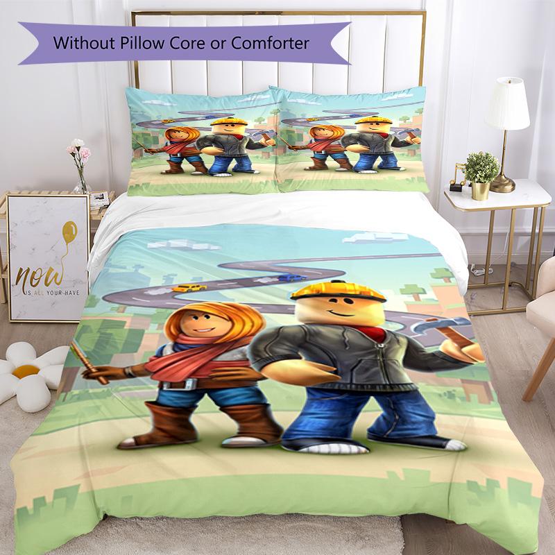 Ensemble de literie Roblox Housse de couette respirante avec taies d'oreiller Linge de lit décoratif pour chambre à coucher Décoration de maison Cadeau d'anniversaire