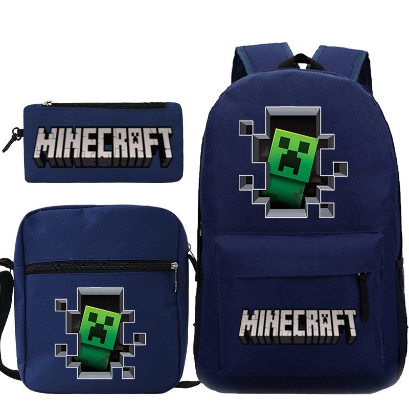 Game Minecraft Printed Children'S School Bag Oblique Span Bag Stationery Pencil Bag Student Backpack Set