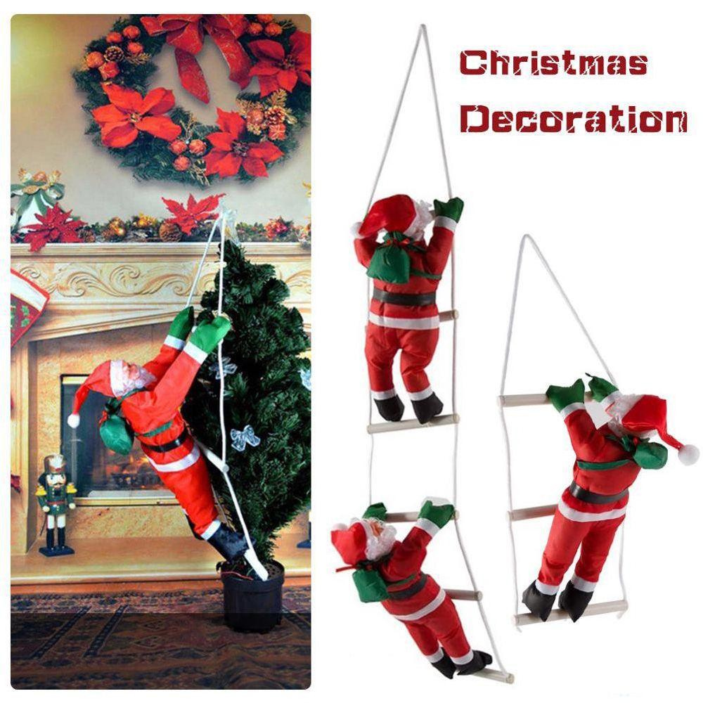 New Cute Window Decor Party Ornament Climb Ladder Doll Santa Claus Xmas Ornaments
