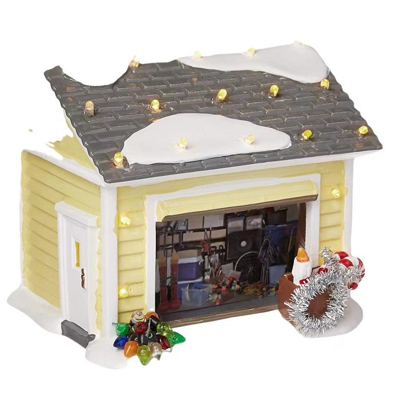 Christmas Luminous Resin House Santa Claus Car House Rural Holiday Garage Decoration Desktop Decoration Statue Christmas Gift