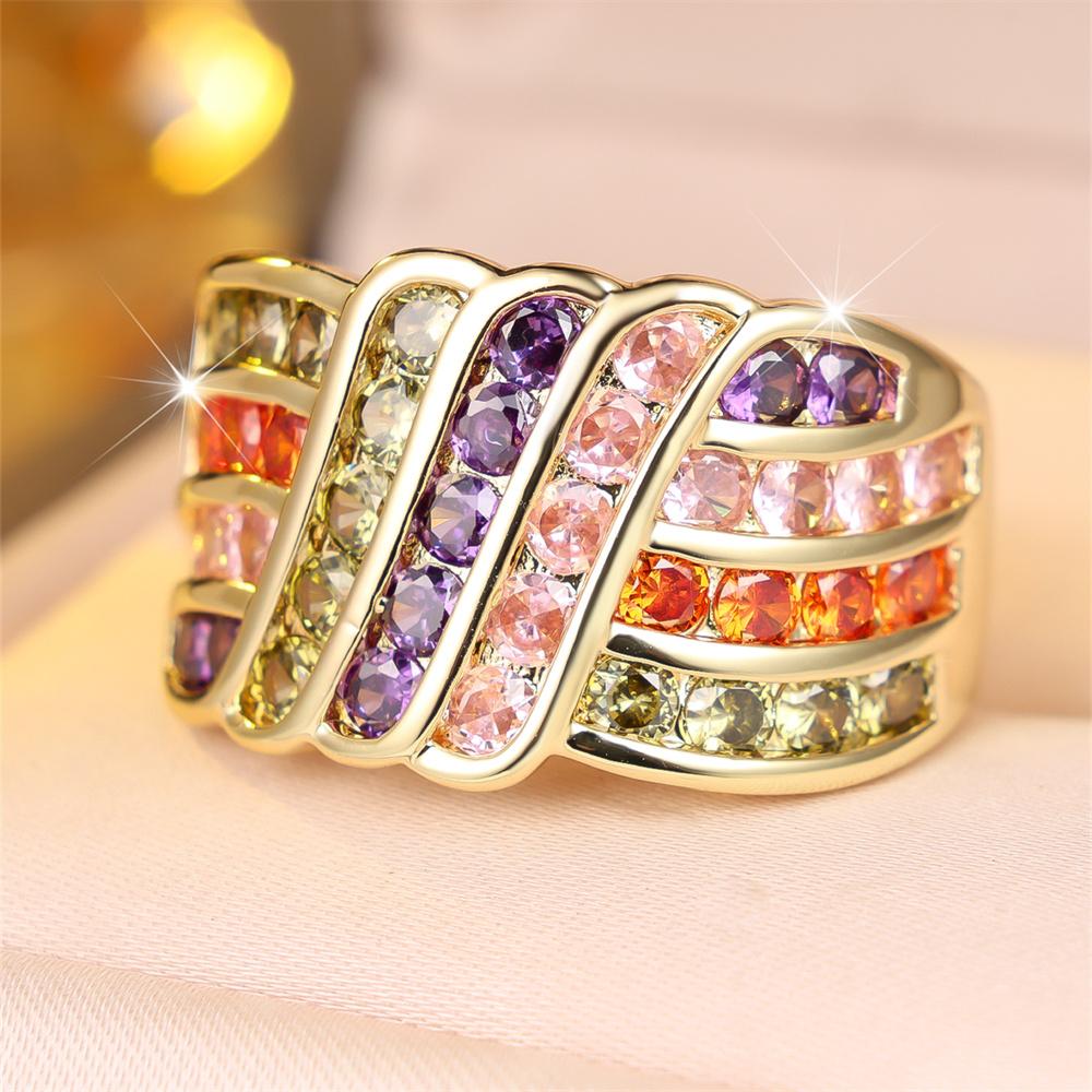 Multicolor Crystal Small Round Stone Cute Wings Rings For Women Vintage Gold Color Engagement Bands Wedding Jewelry Accessories