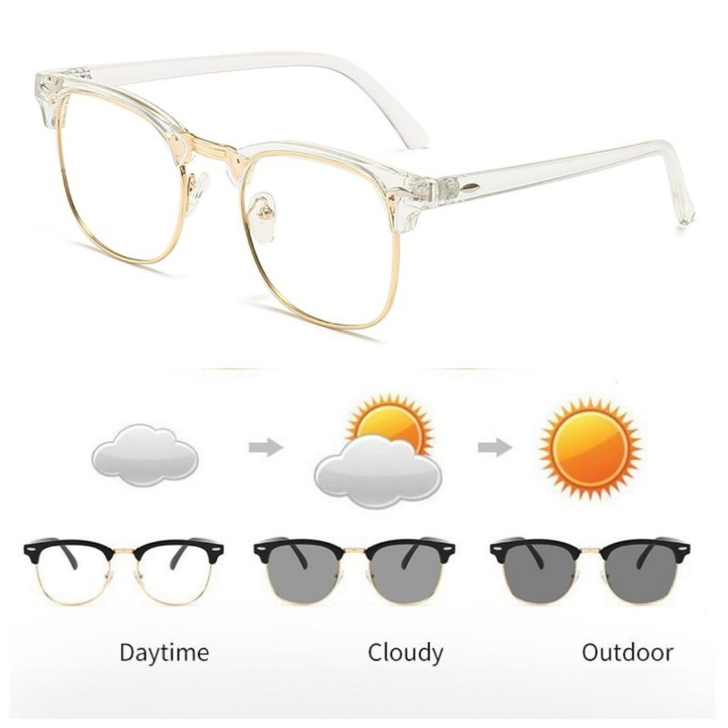 Pochromic Glasses Anti Radiation Metal Anti Blue Light Eyeglass for Women Men Replaceable Lens Glasses