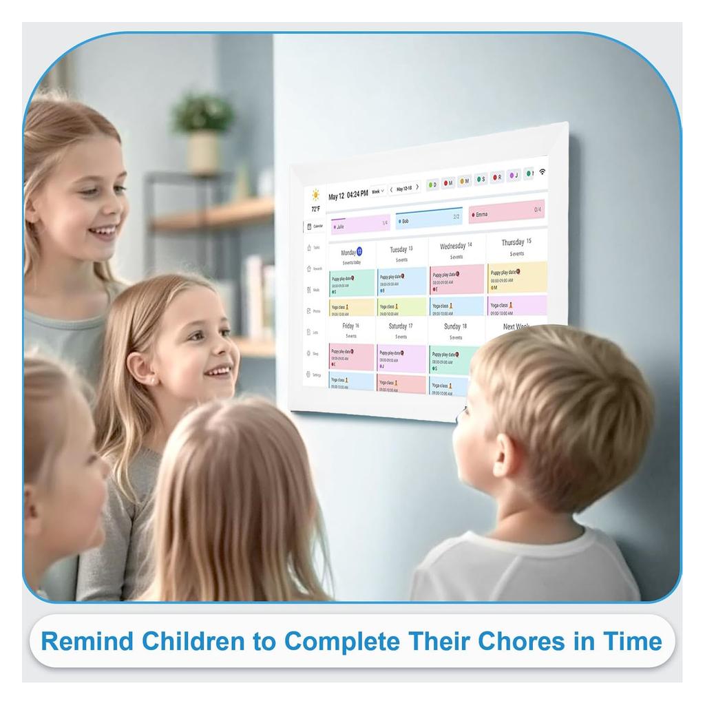 15.6 Inch Wall Planner Digital Calendar Chore Chart WiFi Smart Touchscreen Interactive Display Wall Desk Mount APP Control 32GB