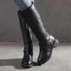 Vintage Belt Buckle Plus Size Low-heeled Knight Boots Women's 2025 Winter New High Boots