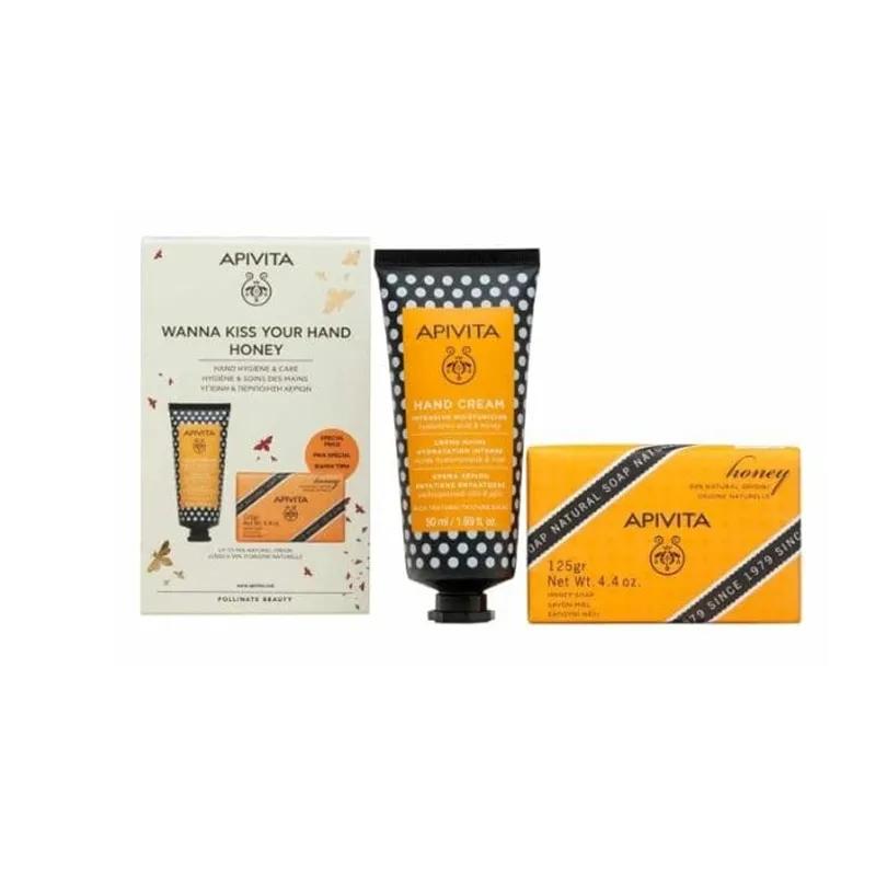 Крем для рук Apivita Honey 50 г Натуральное твердое мыло 125 г