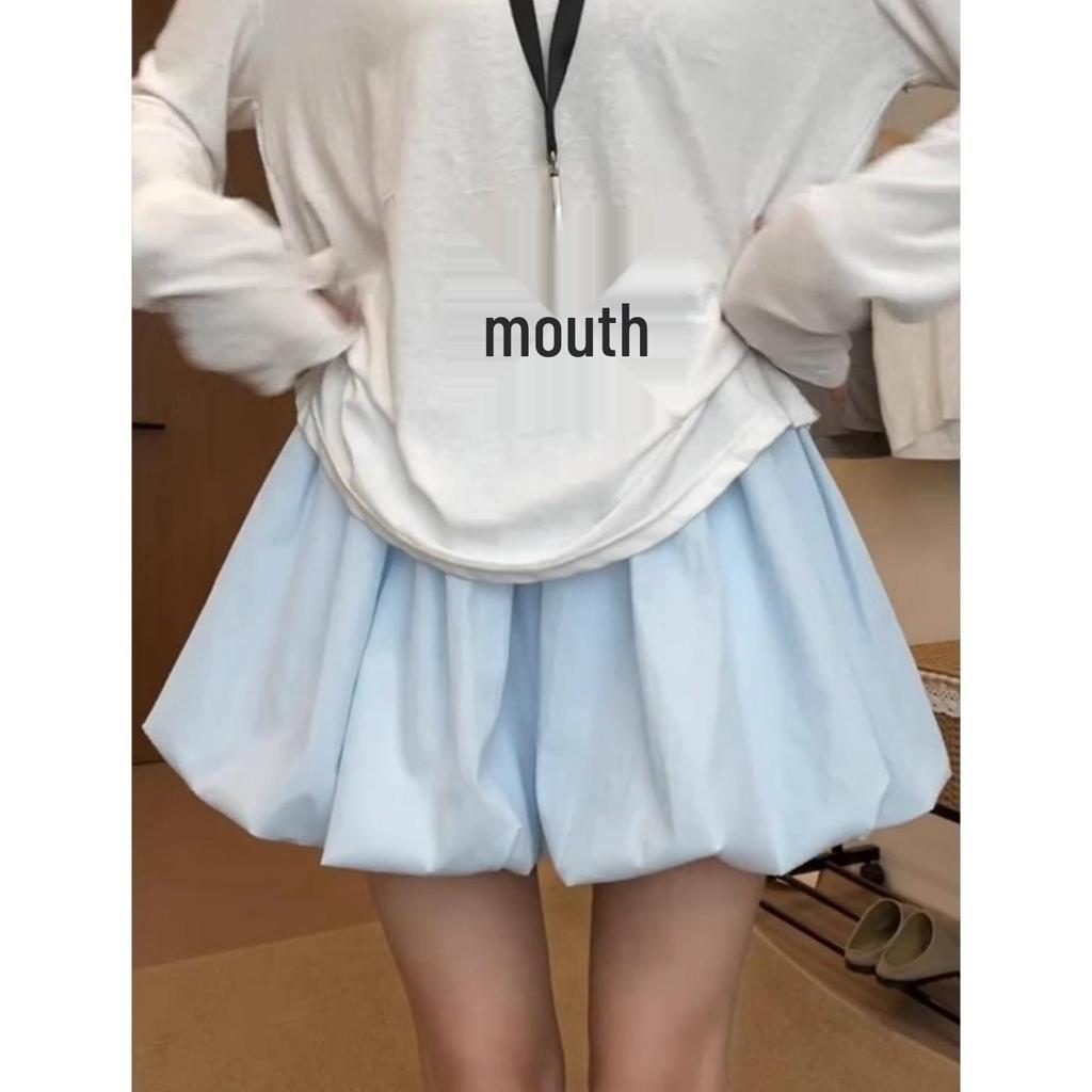 Plus-Size Red Bud Hem Midi Skirt for Women - Autumn Sweet Spicy Girl Cloud Fluffy A-Line Short Skirt
