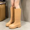 Modische vielseitige Damen-Langregenstiefel wasserdicht und rutschfest Outdoor-Regenschuhe bequeme und verschleißfeste Gummischuhe mit warmer Baumwolle