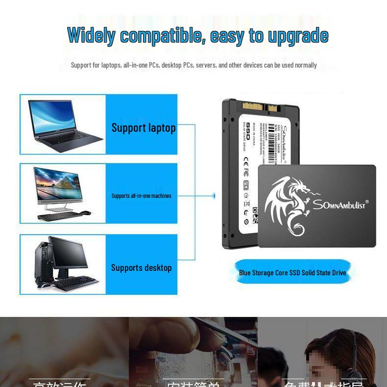 

Високошвидкісний SSD-накопичувач для настільного ПК та ноутбука - Доступний у варіантах 120 ГБ, 240 ГБ, 256 ГБ, 512 ГБ SATA 60GB