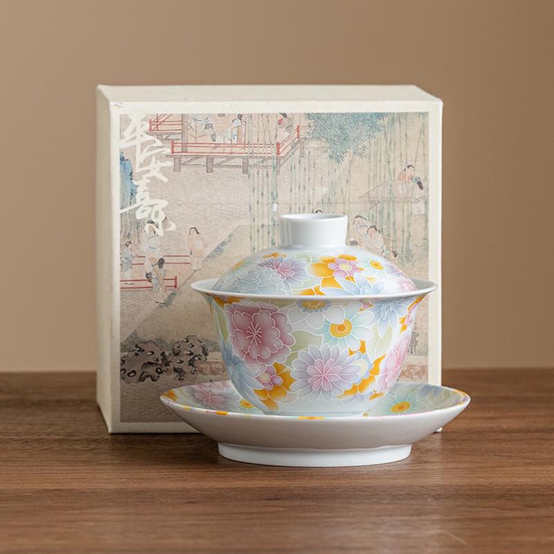 Jiumuqing Chinese Ceramic Gaiwan Tea Bowl with Lid