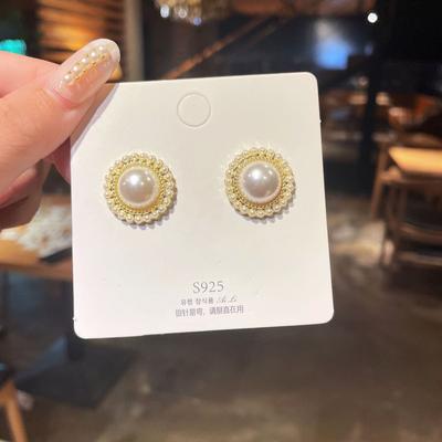 French Elegant Imitation Pearl Stud Earring for Korean Fashion Jewelry Party Women's Sweet Valentine's Accessories