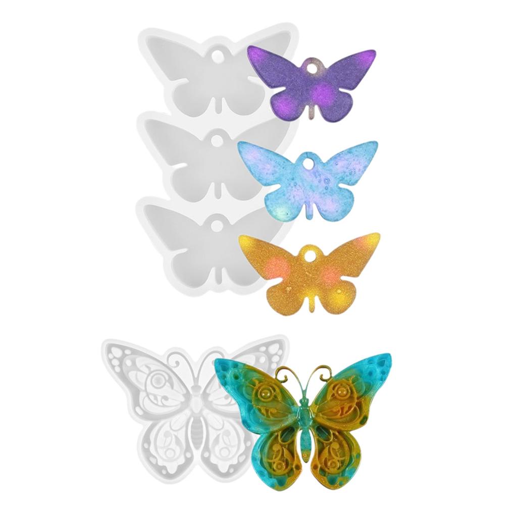 2Pcs Butterfly Earrings Necklace Silicone Mold Suitable for Epoxy Diy Crafts Ornament Pendant Keychain Jewelry Making
