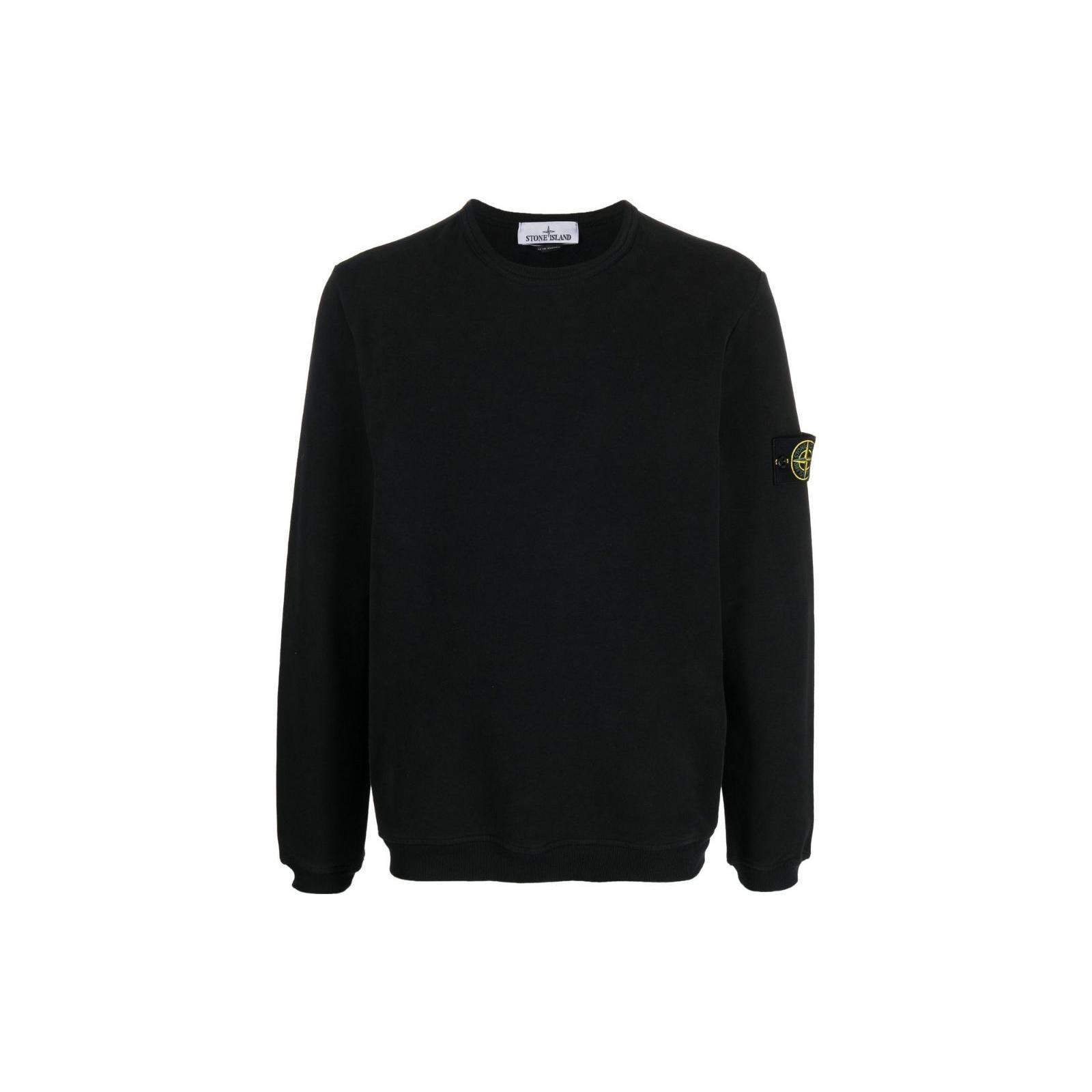 Stone Island Effen Logo Patch Ronde Hals Pullover Sweatshirt Heren sweatshirt Zwart 771561351-V0029 L