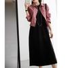 Dress with Soft and Simple Round Neck Short-sleeved T-shirt Skirt