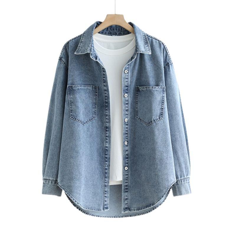 Damen 2025 Retro Denimhemd: Vielseitig, Schlankmachend, Langärmlig, Perfekt zum Layern im Frühling und Herbst.