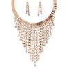 Stylish Multi-layer Fringed Diamond Necklace Earrings Collar Jewelry