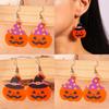 Halloween Themed Hat Pumpkin Pattern Women Acrylic Earring For Unisex Fashion Accessories