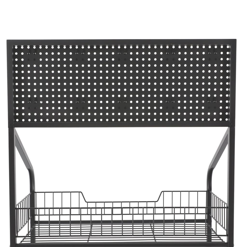 5 Tier Retail Display Rack Stand Snack Candy Display Organizer with 10 Hooks Snack Rack Basket Stand Cart Metal Wire Basket Cart