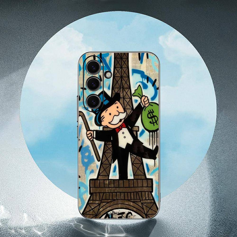 Cartoon Dollar Monopoly Luxury Black Phone Case For Samsung Galaxy S23 S24 S25 Ultra S22 Plus S21
