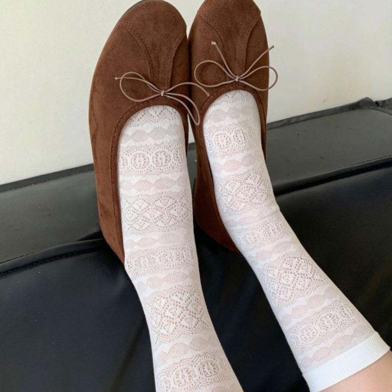 Summer Lightweight Sock Children's Mid-length Retro Patterned Pile Socks, Simple Pile Socks, Breathable and Versatile