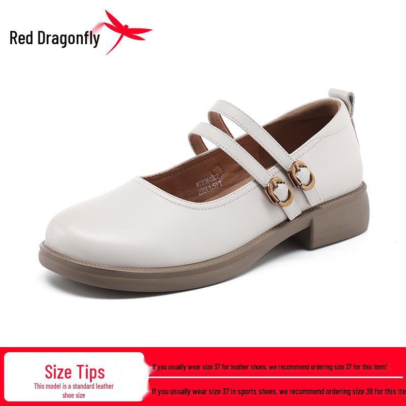 Red Dragonfly Women s Genuine Leather Mary Jane Shoes - Summer 2026 Collection 37 грязно-белый