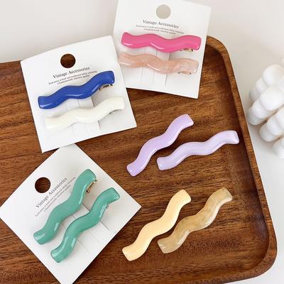 Vintage Simple Irregular Acrylic Wave Hairpins Trendy Colorful Side Hair Clip Bang Barrettes For Women Hair Accessories Headwear
