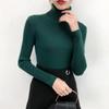 Women's Autumn Winter High Neck Slim-Fit Knit Base Layer Top In Apricot and White One Size