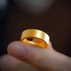 Women's Gold Starry Crushed Ice Ring - Thin Plain Band