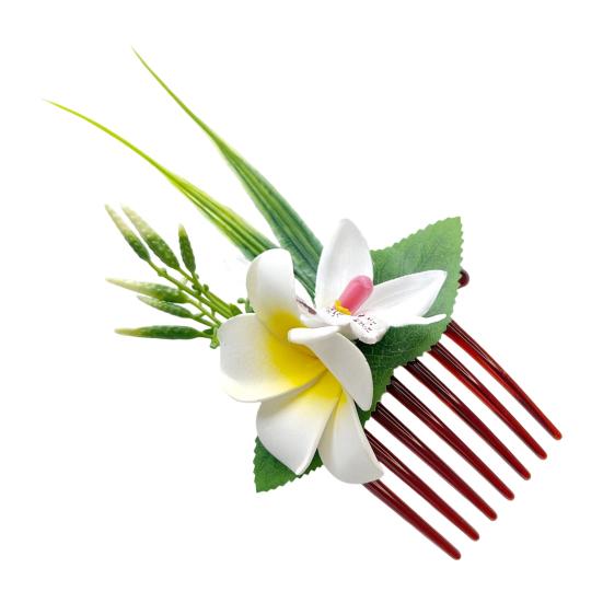 

Hair Comb Artificial Flower Design Anti-slip Teeth Hair Organizer Comb Updo Bun Hair Styling Accessory белый