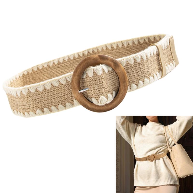 Handwoven Waistband Durability Woven Belt Soft Comfortable Belt Trendy Female Belt for Dresses and Jeans