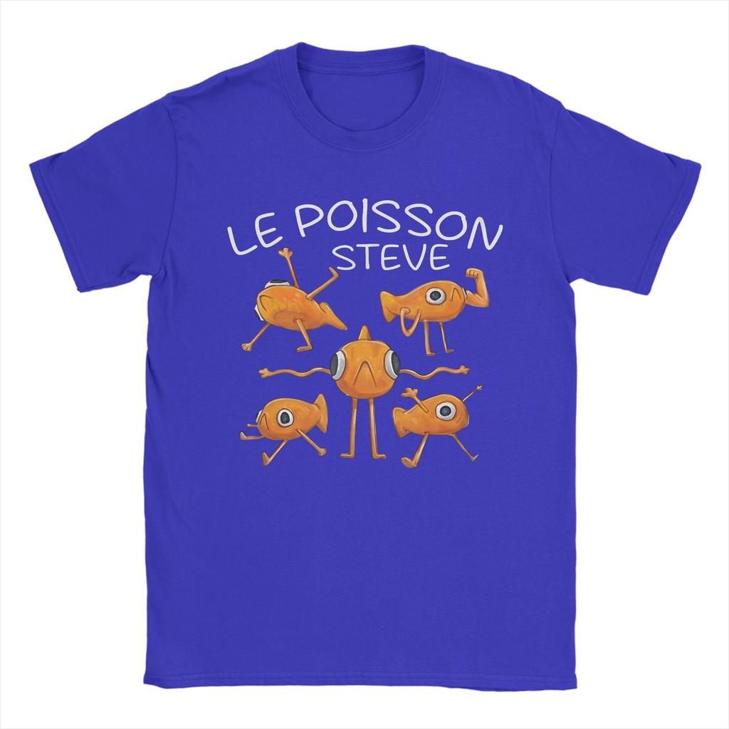 Fisch Le Poisson Steve Meme T-Shirt Herren Freizeit Reines Baumwoll-T-Shirt Rundhals Kurzarm T-Shirts Übergröße Kleidung