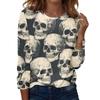 Women's Long Sleeve Casual Print T-Shirt Round Neck Tee for Daily Wear