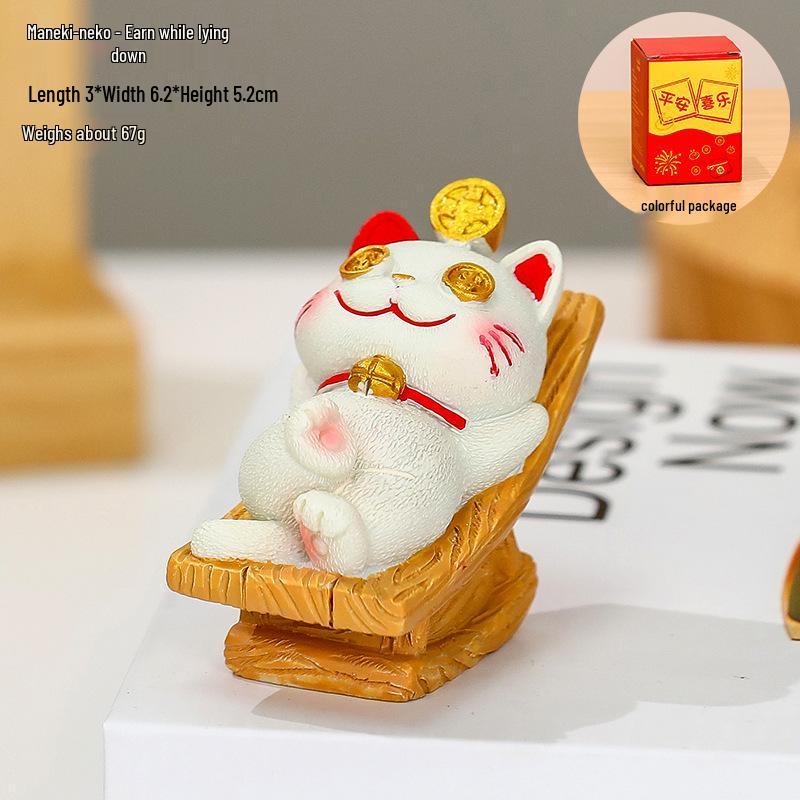 2025 Handmade Lucky Cat Ornament - Creative Cartoon Figure for Office Desk Decor and Cute Gifts