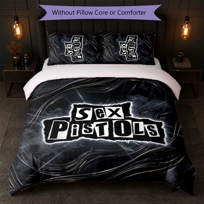 Sex Pistols Druck 3-teiliges Bettwäsche-Set Bettbezug mit zwei Kissenbezügen Weiche Bettwäsche für Haushalt Schlafzimmer