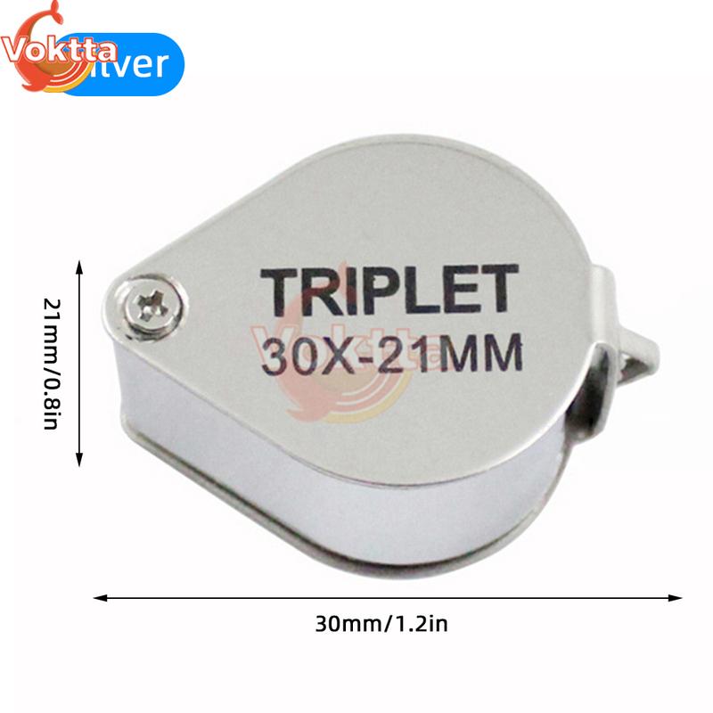 30X 20X 10X Pocket Loupe Magnifier Metal Jewelry Magnifying Glass Foldable Lens Triplet Glass Diamond Jewelers Eye Glass Tools