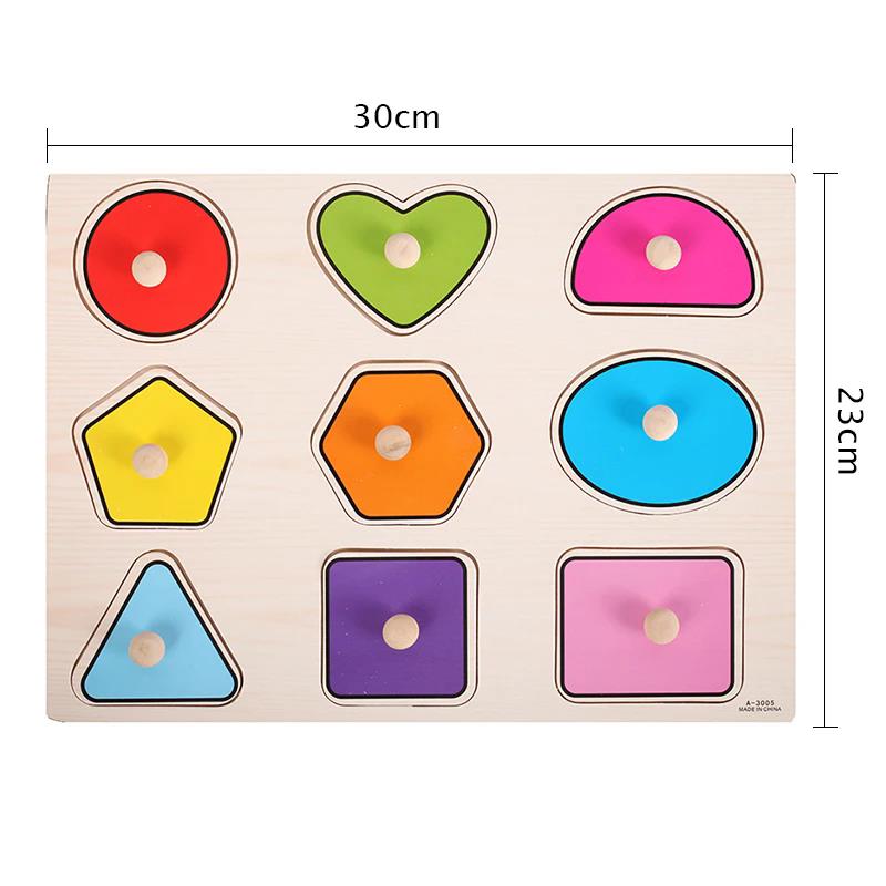 Children Wooden Puzzle Montessori Toys Cartoon Animal Traffic Hand Grab Boards Early Learning Educational Toy for Kids TMZ