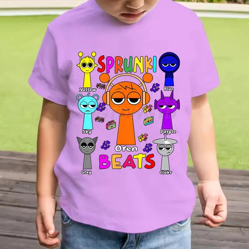Horká hra Sprunki Beats Tričko Dětská Móda Ležérní Kreslený Incredibox Trička Kluci Kulatý Výstřih Krátký Rukáv Holky Letní Oblečení