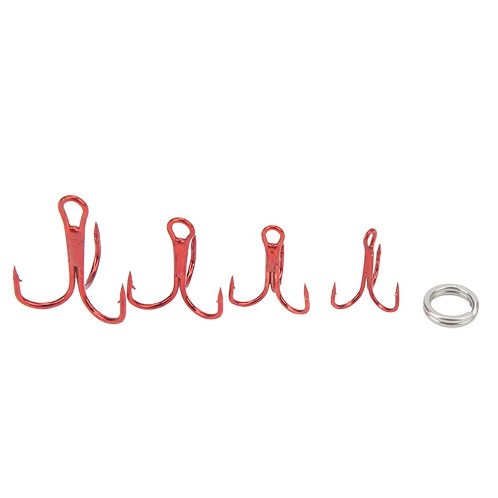 100PCS High Carbon Steel Treble Fishing Hooks Barbed Hook Set Saltwater Fishing