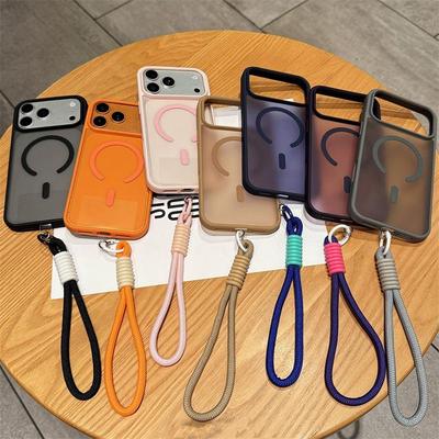 Frosted Magnetic iPhone 17 Pro Case with Lanyard, Compatible with iPhone 11/12/16/17