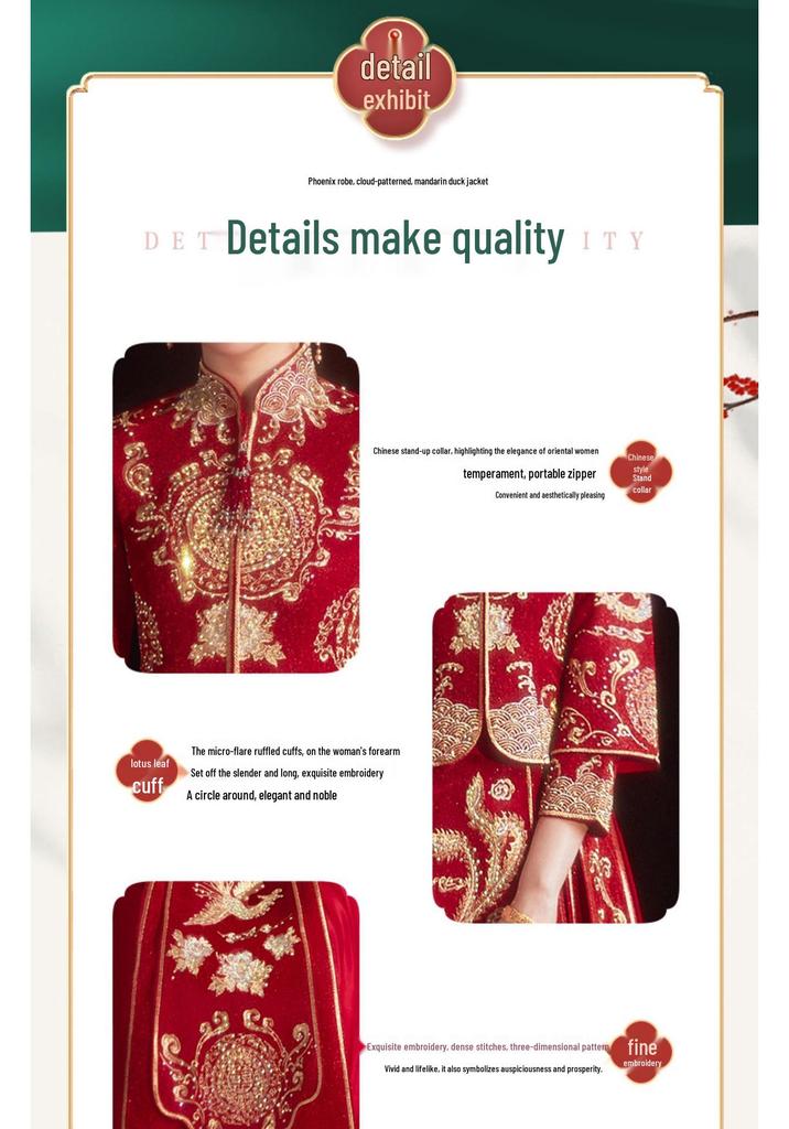 2026 Neues Xiuhe Brautkleid: Chinesisches Hochzeitskleid Drache Phönix, Set für Paare