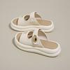 Thick-bottomed cool slippers for women's 2025 summer wear new high-end sense of beauty, heightening letters, one-word beach sandals