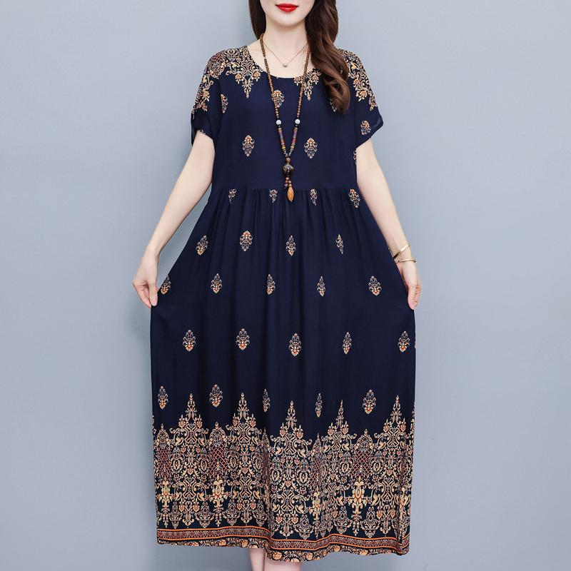 

Повседневные женские платья больших размеров, винтажная одежда, элегантное длинное платье с коротким рукавом 5XL