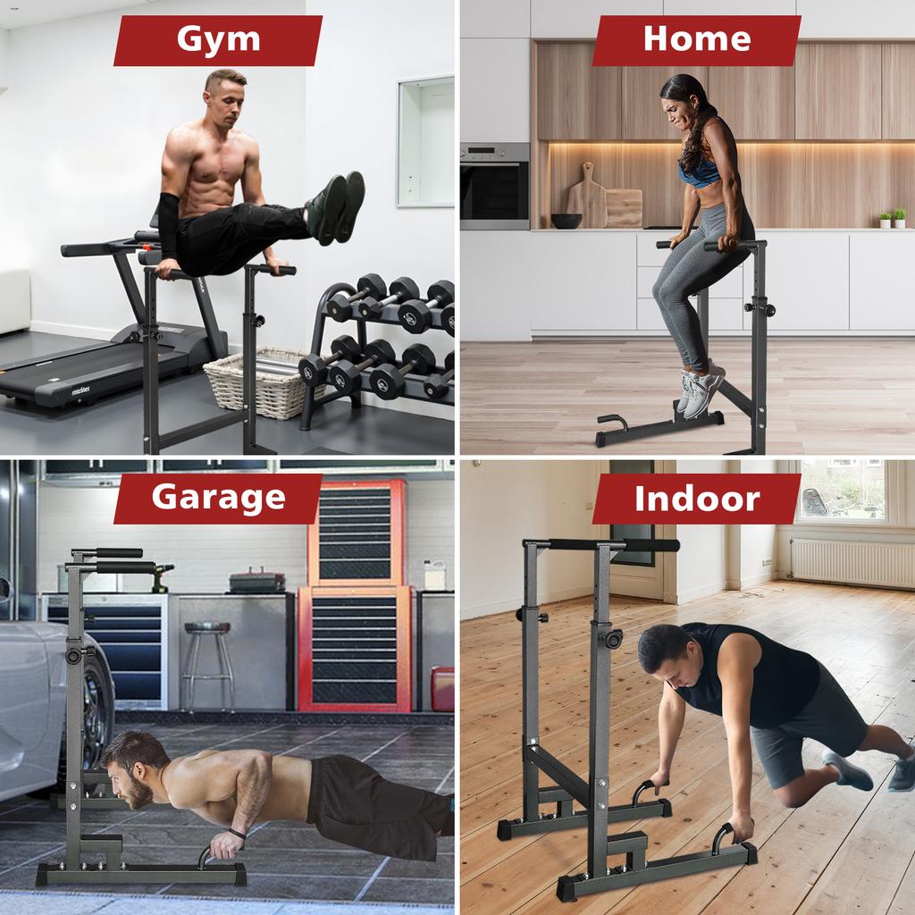 Dip Stand, Adjustable Height Station, Heavy Duty Bars with Slip-Proof Grips, Multi-Functional Rack with Push Up Bar Connector Indoor/outdoor