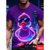 Men's Fun Beach Shirt Summer Vacation Fashionable Duck And Tropical Palm Tree Pattern Tshirt Casual Short Sleeve Oversized Tees