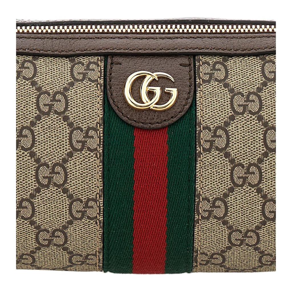 Gucci Ophidia Removable Chain Shoulder Strap Zipper Closure Crossbody Bag Canvas And Leather Trim Mini Women Handbags Beige Ebony 795208-96IWG-8745