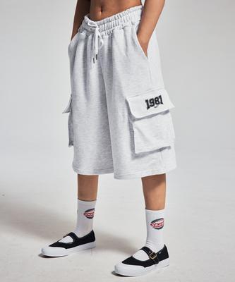 CRUSHST Wide Cargo Bermuda Sweatpants Melange