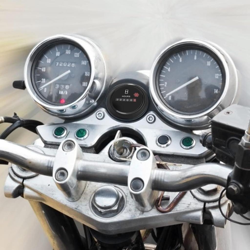 Quartz Hour Meter, 12-36V DC AC Mechanical Round Hour Meter Waterproof Hour Gauge for Boat Auto Snowmobile Lawn Tractors Generators Car Truck Engine