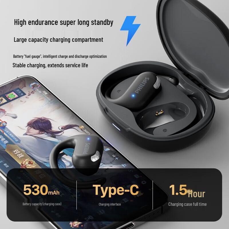 Philips TAT2739 Open-Ear Sports Bluetooth Earbuds