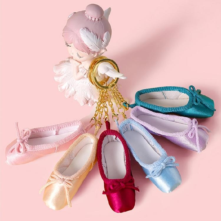 Cute Satin Ballet Shoe Keychain Handcrafted Pointe Shoe Charm Bag Pendant