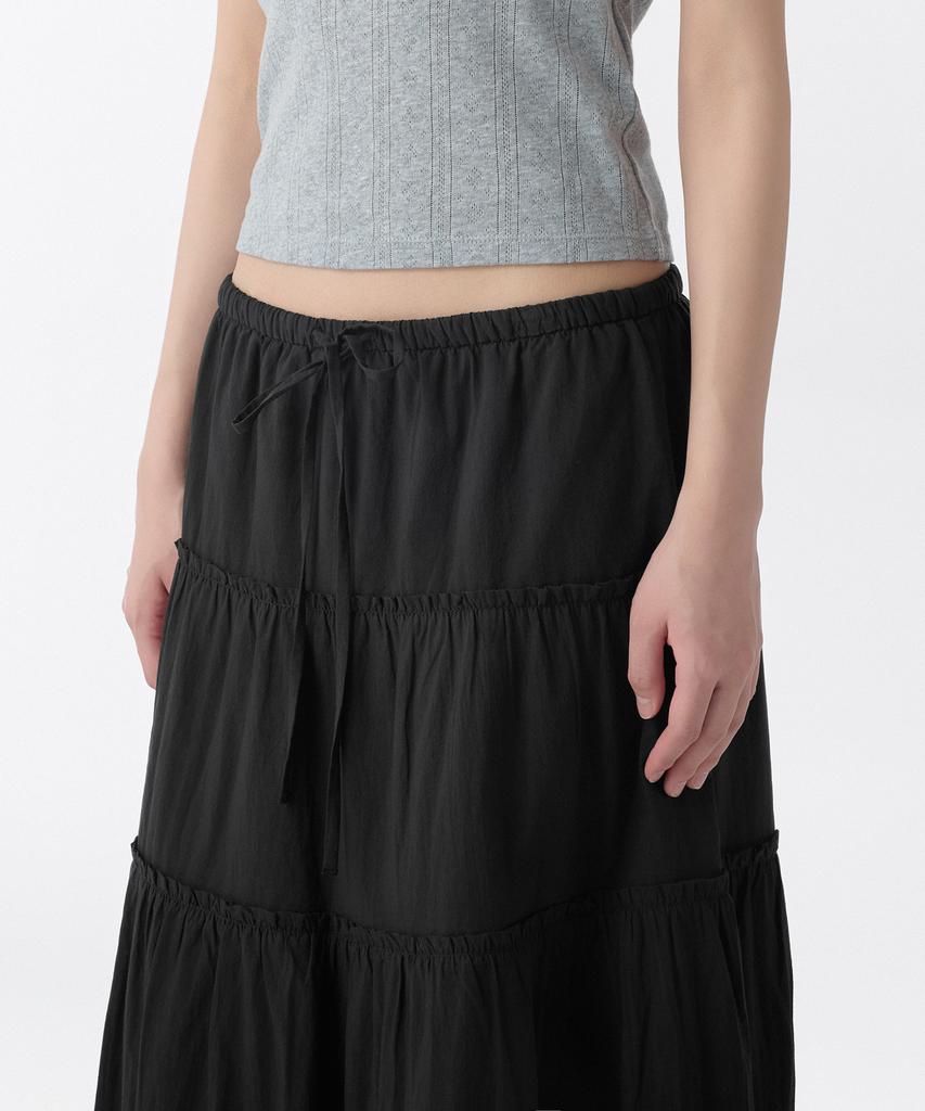 Musinsa Standard Woman Women'S Cotton Tiered Long Skirt [Black]