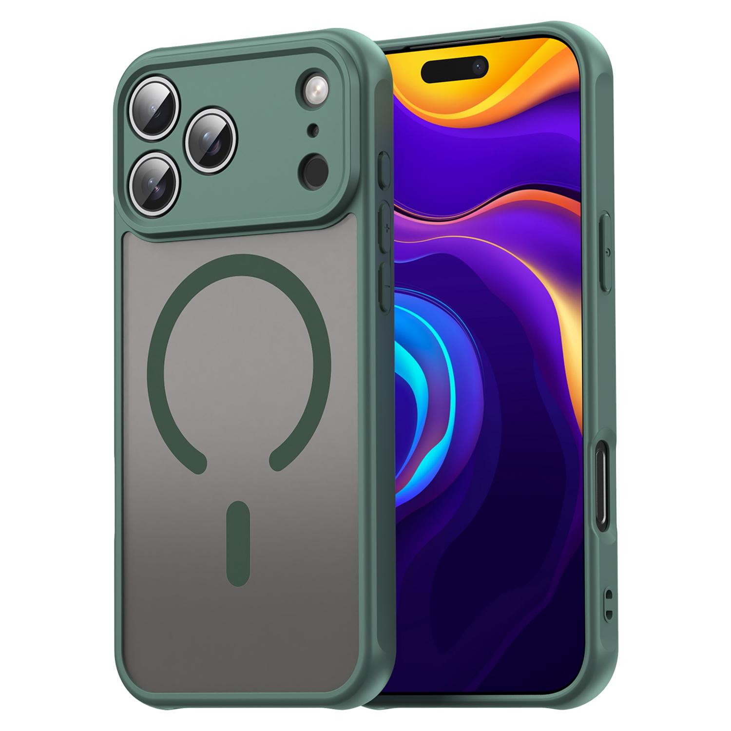 

Чехол для iPhone 17 Pro Max, совместимый с MagSafe, противоударный, из ПК+ТПУ Green